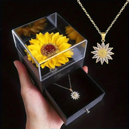 Sunflower Necklace Gift Set Luxury Necklaces with Gift Box for Girlfriend