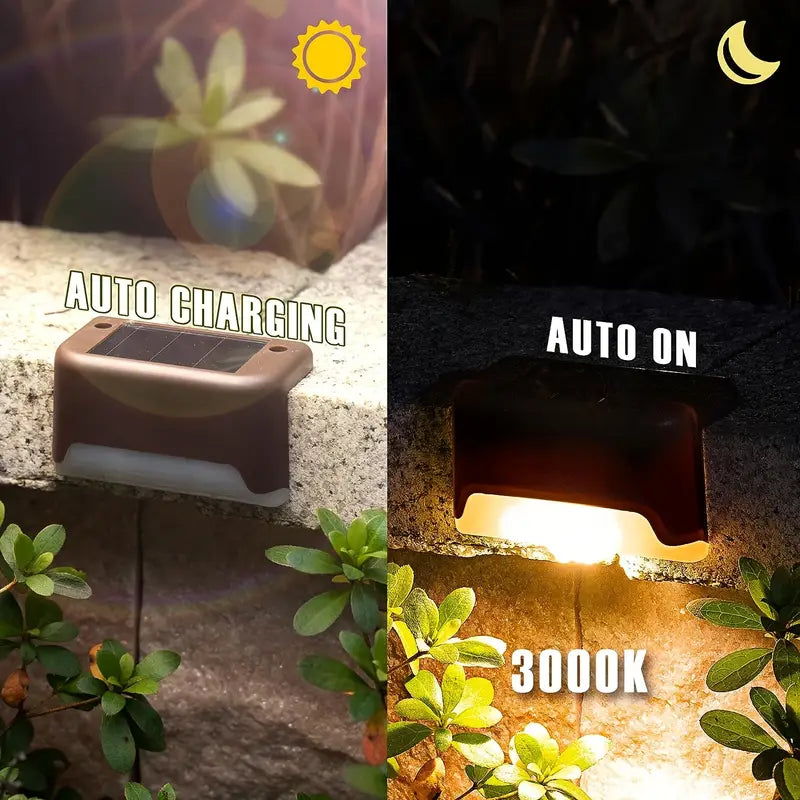 Solar Stair Lights : Auto Light Up In The Dark