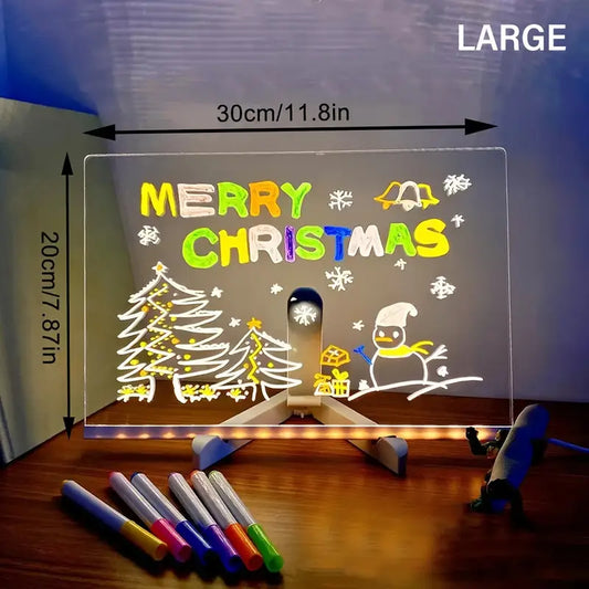 Personalised 3D Acrylic GlowNotes Message Board Lamp with 12 Colourful Markers