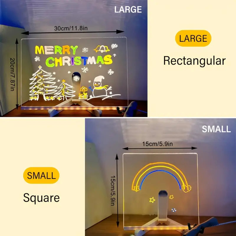Personalised 3D Acrylic GlowNotes Message Board Lamp with 12 Colourful Markers