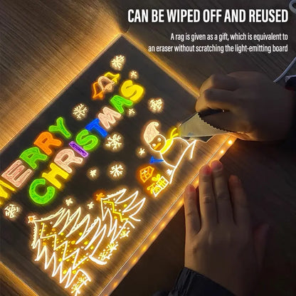 Personalised 3D Acrylic GlowNotes Message Board Lamp with 12 Colourful Markers