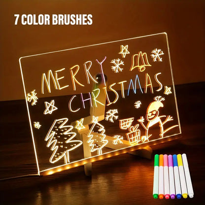 Personalised 3D Acrylic GlowNotes Message Board Lamp with 12 Colourful Markers