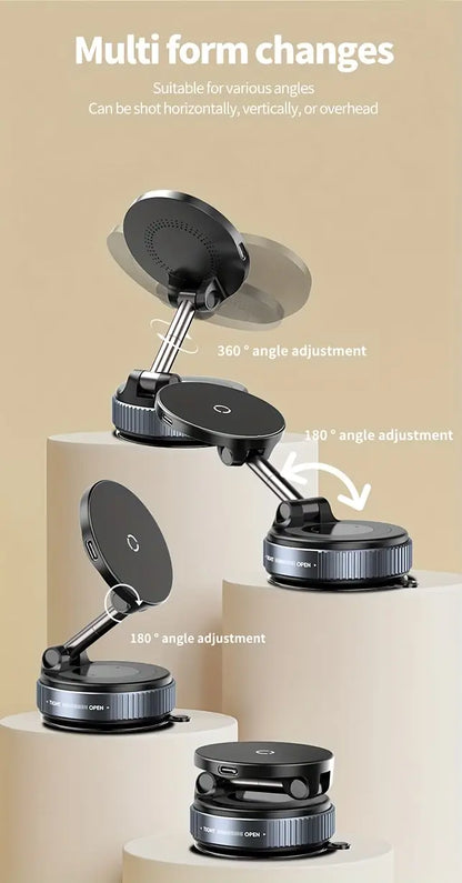 Strong Magnetic Car Phone Holder - Foldable, 360° Adjustable Vacuum Bracket