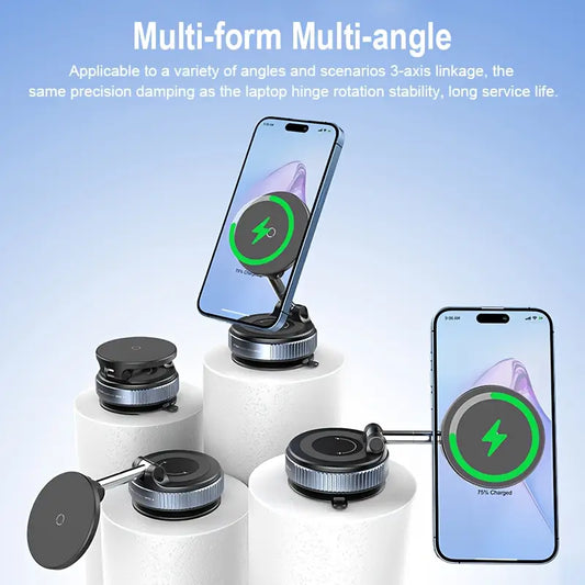 Strong Magnetic Car Phone Holder - Foldable, 360° Adjustable Vacuum Bracket