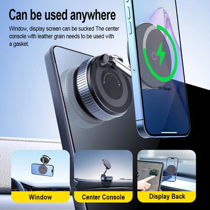 Strong Magnetic Car Phone Holder - Foldable, 360° Adjustable Vacuum Bracket