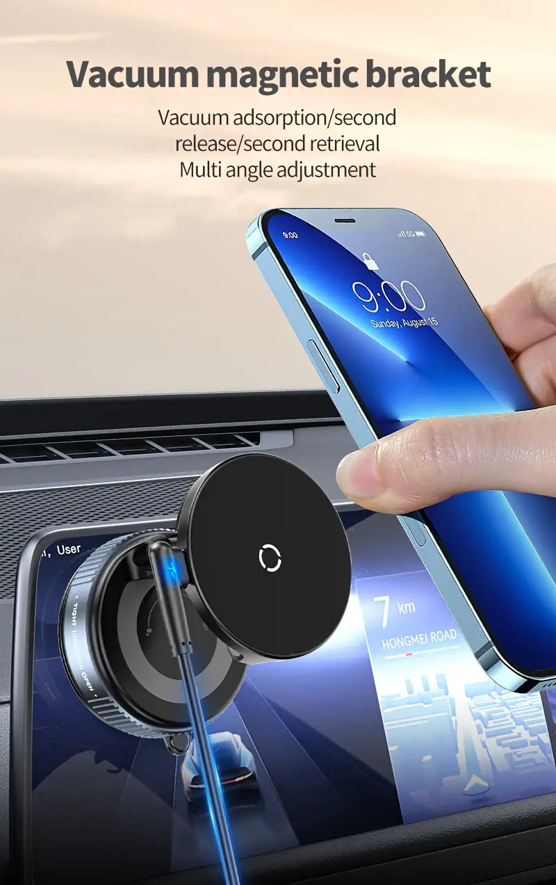 Strong Magnetic Car Phone Holder - Foldable, 360° Adjustable Vacuum Bracket